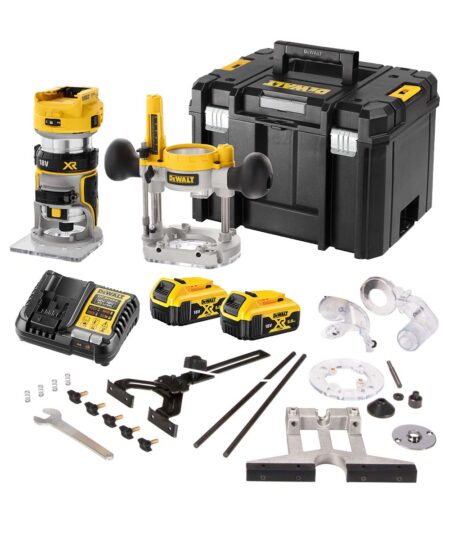 DeWalt DCW604P2 18V Akkus Él- és Felsőmaró Készlet 2x 5Ah Akkuval és T STAK Kofferrel