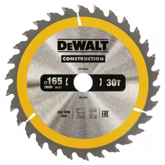 DeWalt DT1935 Körfűrészlap Fához, 165x20mm, 30 Fog