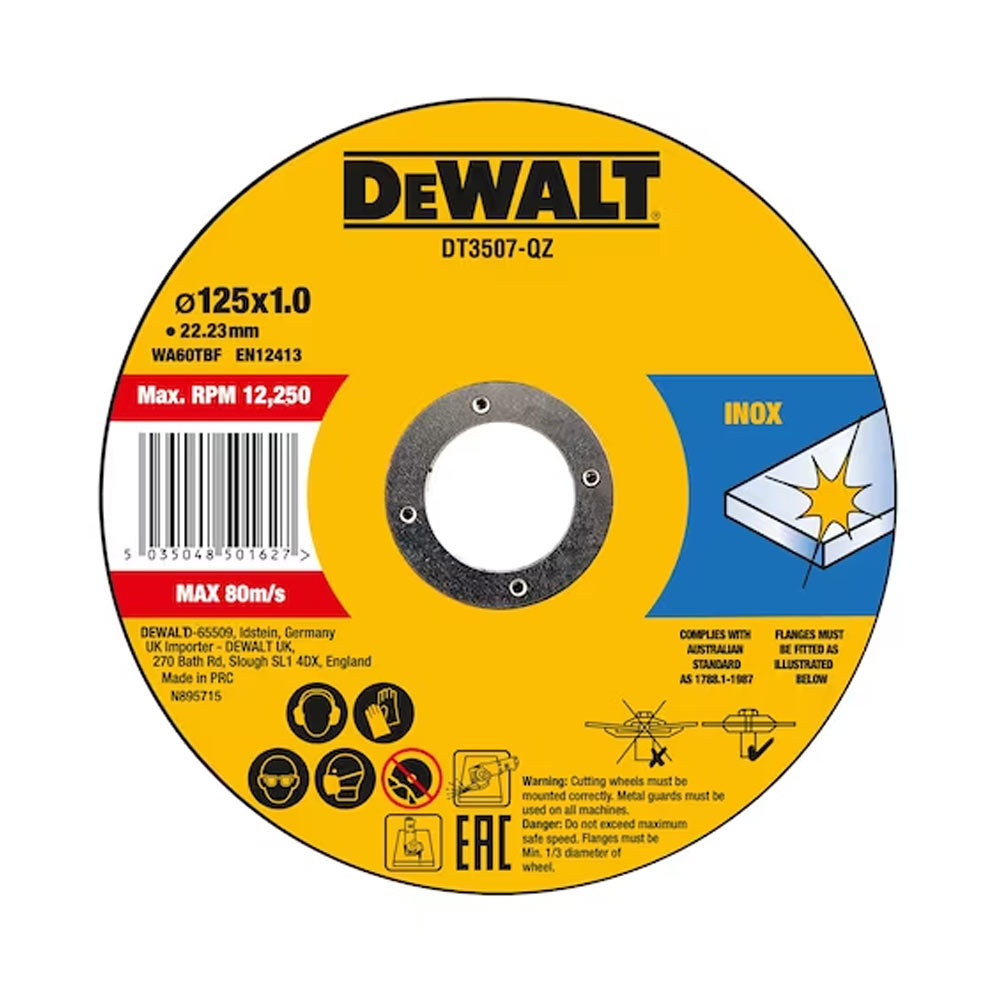DeWalt DT3507 Vágókorong Rozsdamentes Acélhoz, 125x1.0mm DeWalt DT3507 Vágókorong Rozsdamentes Acélhoz, 125x1.0mm