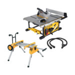 DeWalt DWE7492-QS Asztali Körfűrész 250 mm DE7400 Gurulós Állvánnyal