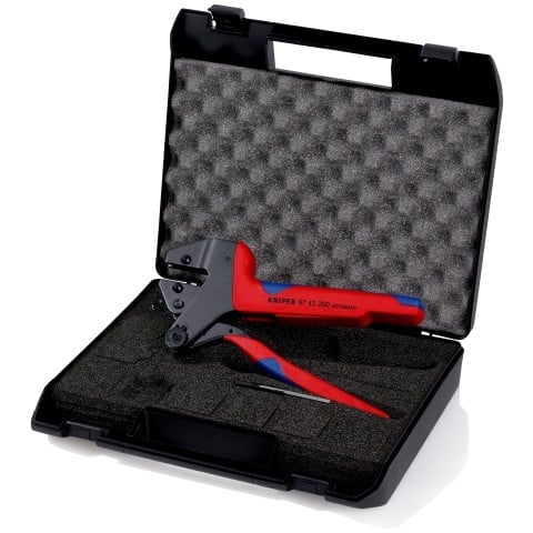 Knipex 97 43 200 Kábel saruzó fogó alapszerszám bőröndben, pofák nélkül
