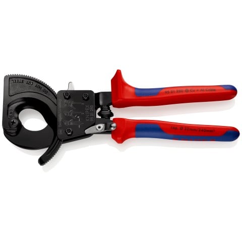 Knipex 95 31 250 Racsnis Kábelvágó Fogó, 250 mm, 240 mm² / Ø 32 mm