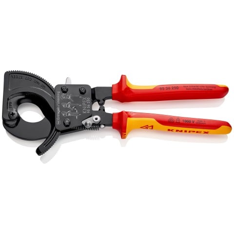 KNIPEX 95 36 250 Racsnis Kábelvágó, 250 mm, 240 mm² / Ø 32 mm