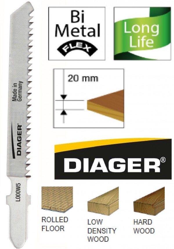 Diager szúrófűrészlap fémlemezekhez és profilokhoz, 1,2x76mm, 5 db L000M5 Diager szúrófűrészlap fémlemezekhez és profilokhoz, 1,2x76mm, 5 db L000M5