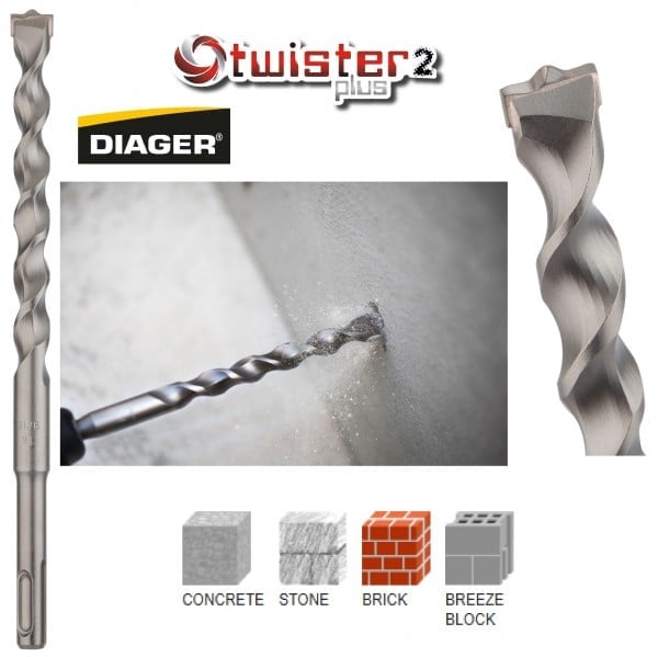 Diager TWISTER SDS-PLUS betonfúró szár 8x160/100mm Diager TWISTER SDS-PLUS betonfúró szár 8x160/100mm