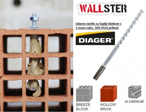 Diager SDS-PLUS fúrófej üreges téglához 8x160mm Diager SDS-PLUS fúrófej üreges téglához 8x160mm