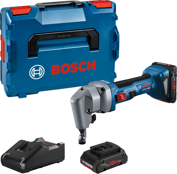 Bosch GNA 18V-16 E Akkus Lemezvágó, 2x ProCORE18V 4.0Ah, L-BOXX