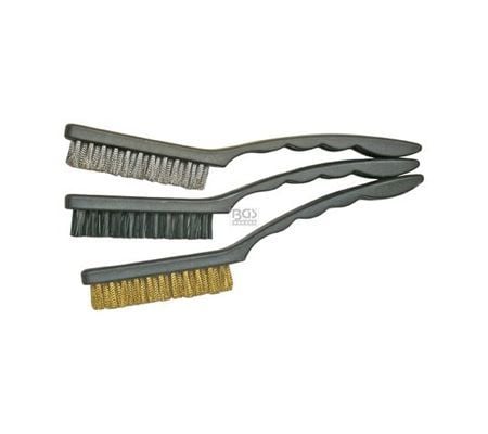 BGS Kézi kefekészlet, acél/sárgaréz/nylon, 225 mm, 3 db-os