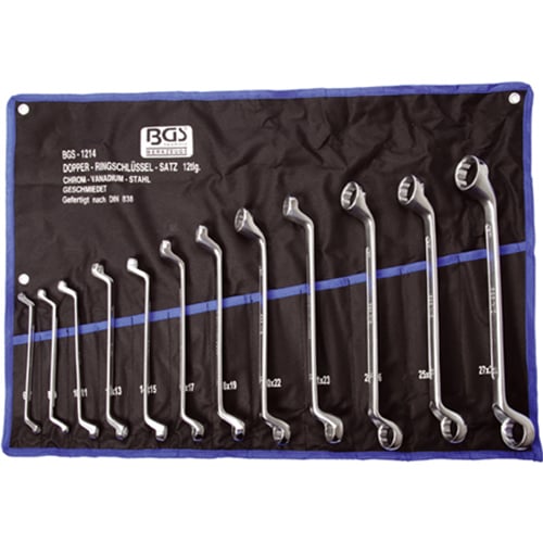BGS Kétoldalas Hajlított Gyűrűskulcs Készlet, 6-32 mm, 12 részes