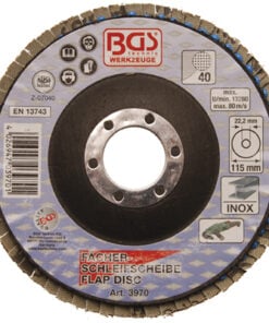 BGS Lamellás Csiszolókorong 115mm K40 Rozsdamentes Acélhoz