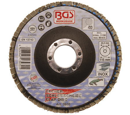 BGS Lamellás Csiszolókorong 115mm K40 Rozsdamentes Acélhoz BGS Lamellás Csiszolókorong 115mm K40 Rozsdamentes Acélhoz