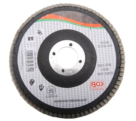 Lamellás csiszolótárcsa rozsdamentes acélhoz, 115 mm, K120 Lamellás csiszolótárcsa rozsdamentes acélhoz, 115 mm, K120