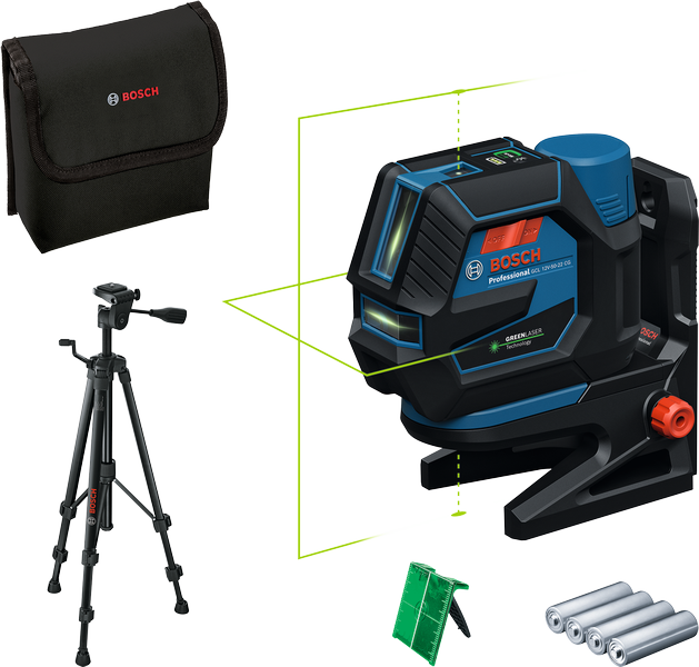 BOSCH GCL 12V-50-22 CG Kombinált Lézer 12V, Zöld Lézer, Állvánnyal