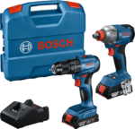 Bosch 18V Akkus Fúró-csavarozó és Ütvecsavarozó Szett (GDX 18V-285, GSB 185-LI, 2x2,0Ah)