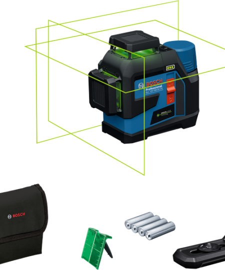 Bosch Professional GLL 12V-100-33 CG 360°-os Zöld Vonallézer Szintező Készlet