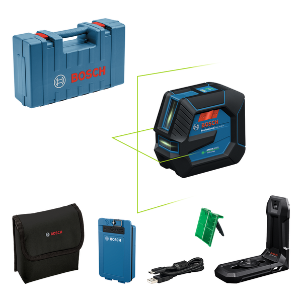 Bosch GLL 20-22 G Zöld Keresztlézeres Szintező, IP65, Kettős Tápellátással