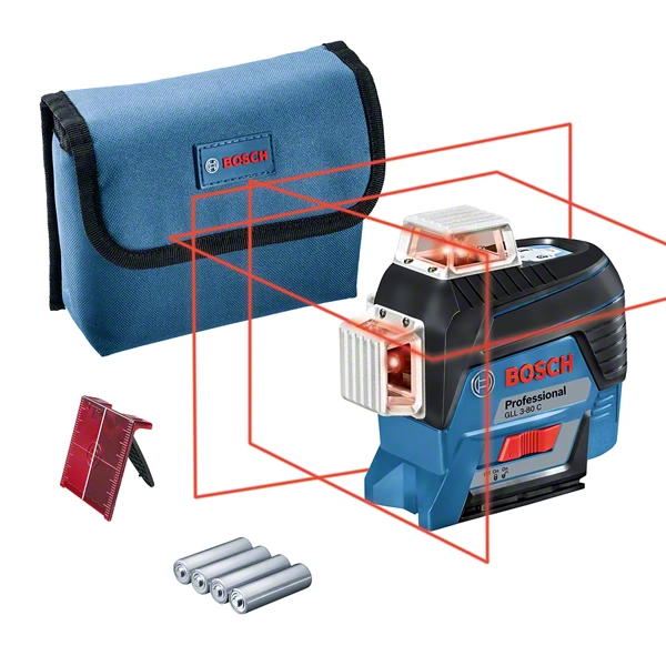 Bosch GLL 3-80 C Professzionális Vonal Lézer Szintező Szett LR 7 Vevővel