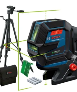 Bosch GCL 2-50 G Kombinált Keresztlézer szett RM 10 tartóval és BT 150 állvánnyal, zöld lézerrel