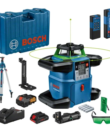 Bosch GRL 650 CHVG Rotációs Lézer Zöld Lézersugárral, 650m Hatótávval + BT 300 HD Állvány Készlet