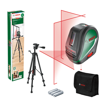 Bosch UniLevel 3 Keresztlézer Szett Állvánnyal, AA Elemekkel